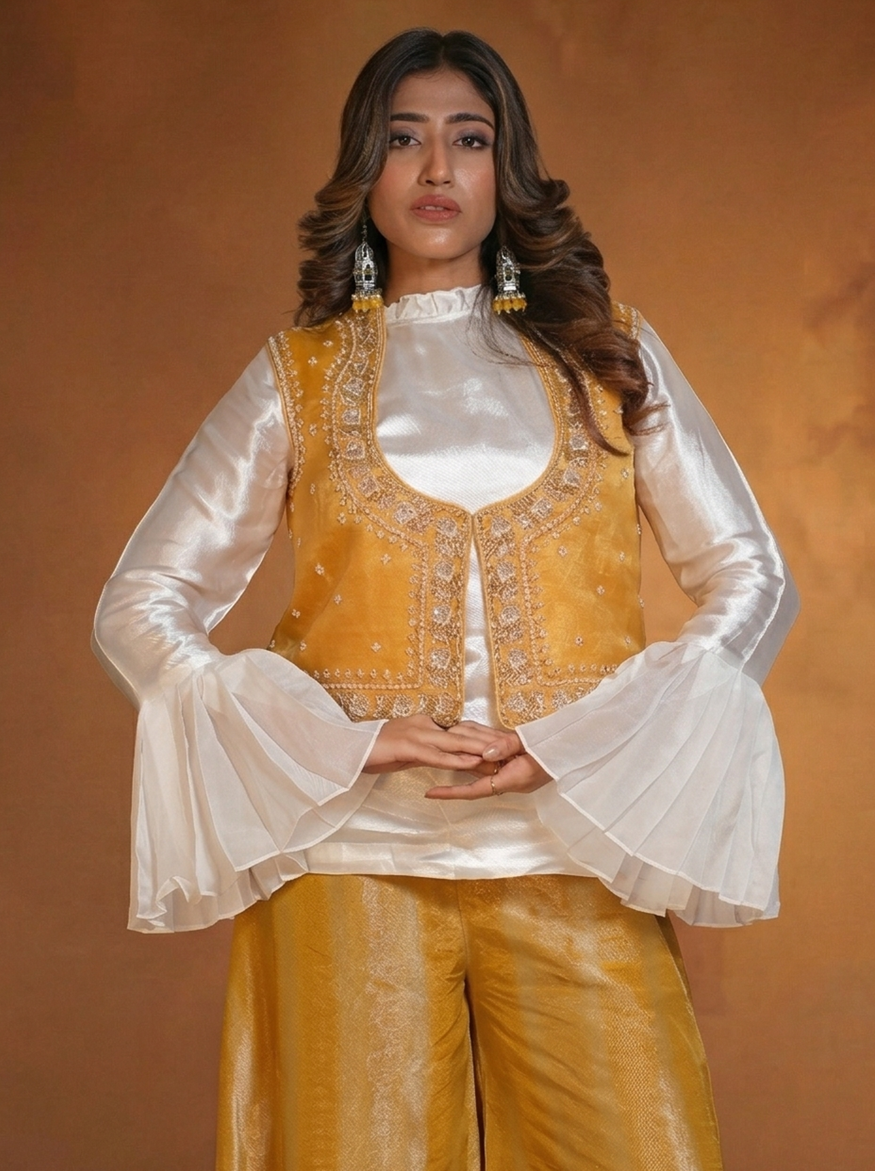 Gaji Silk, Shaded Tissue, Satin Organza